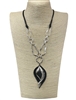 N013571 SILVER LEAF LONG NECKLACE