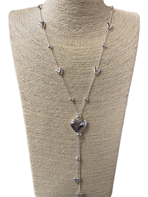 N013274  SILVER HEARS SNAKE CHAIN NECKLACE