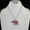 N1321RH46 SILVER BURGUNDY PEARL ELEPHANT NECKLACE SET