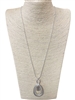 N13467 SNAKE CHAIN TEARDROP PEARL IN CENTER NECKLACE