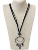 N210 DOUBLE CIRCLE WITH HEART CHARM LONG NECKLACE