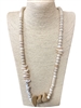 N6570 LONG WOODEN & SHELL NECKLACE