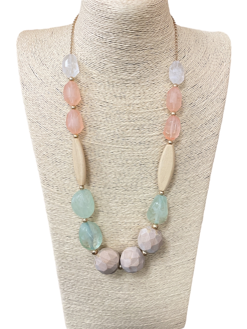 N6588 ACRYLIC & WOODEN SHORT NECKLACE