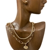 N7276  ''19''HAPPY FACE  MULTI LAYERED CHAIN SET  NECKLACE