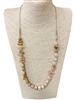 N80044 LONG WOODEN & NATURAL STONE NECKLACE