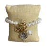 NDB4901 PEARL BEADED COIN & PEARL CHARM BRACELET