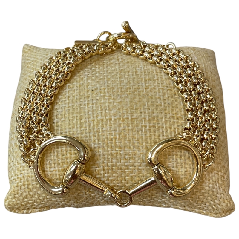 NDB4947 MULTI LAYERED U PENDANT TOGGLE BRACELET