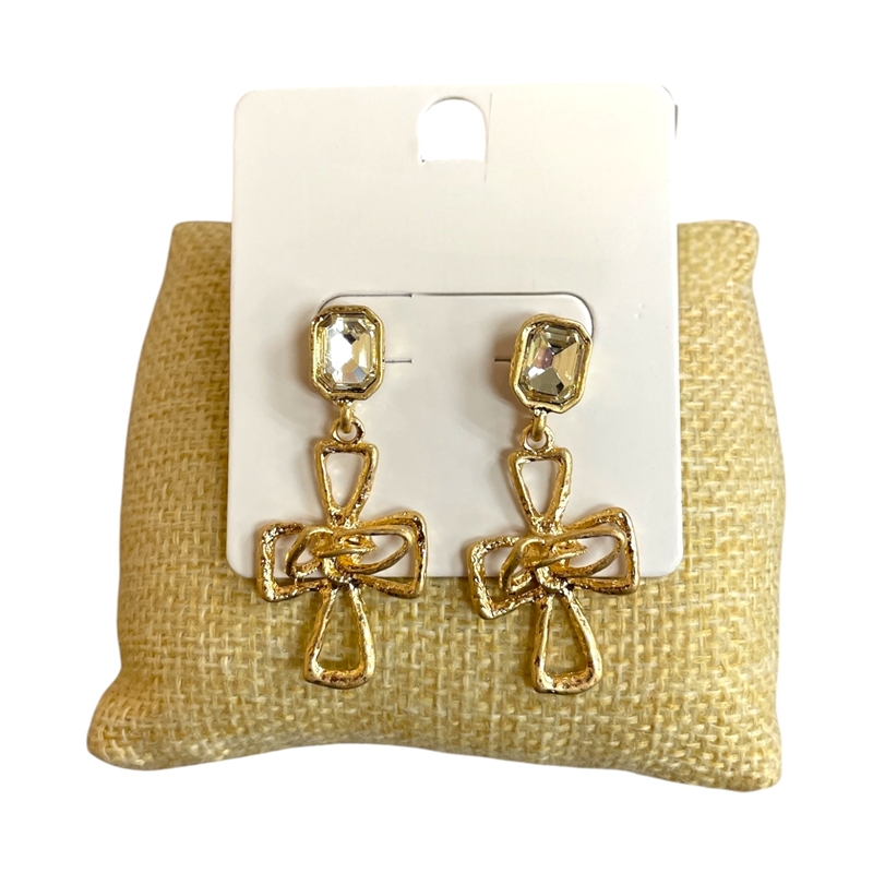NDE4868 CROSS DANGLE EARRINGS