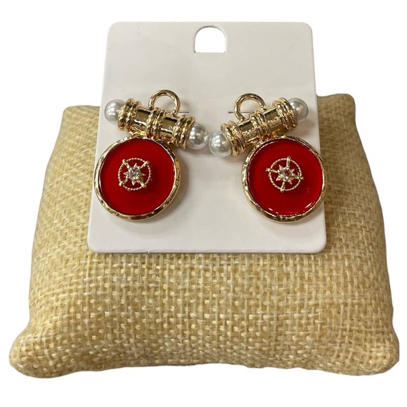 NDE4876 COLORFUL GOLD COIN STUD EARRINGS