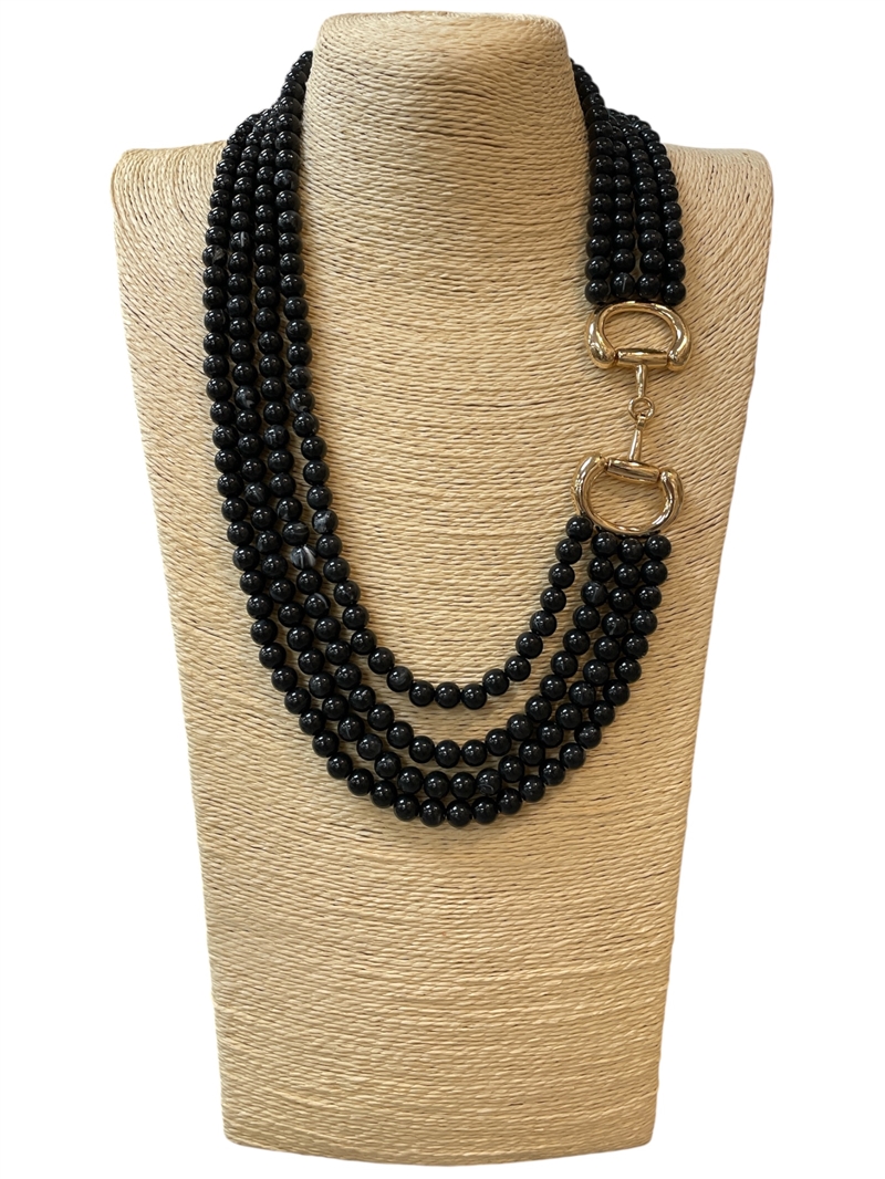 NDN8198 ACRYLIC BEADED LAYERED LONG NECKLACE