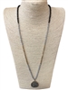 NJ70203 WOODEN/ CRYSTAL SEMI- PRECIOUS STONE LONG NECKLACE