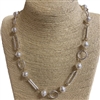 NJ70824-1  ''18'' GEOMETRIC  CHAIN WITH PEARL SHORT NECKLACE