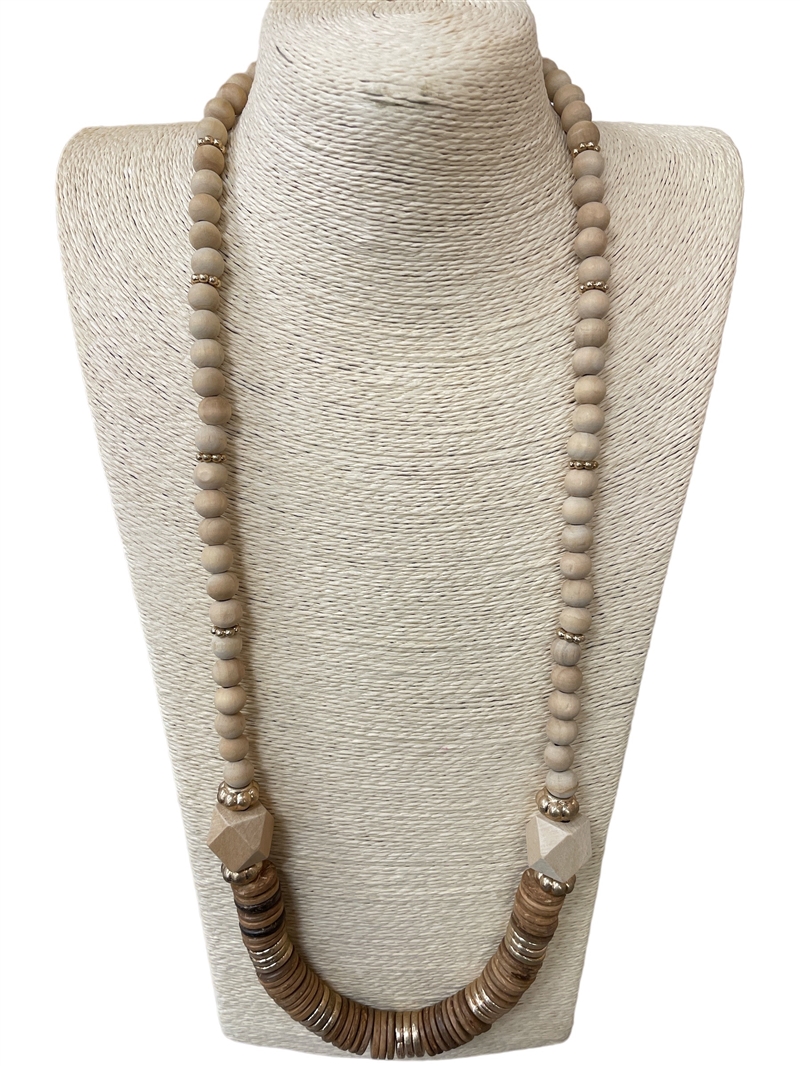 NJ705531 WOODEN BEADS  LONG NECKLACE