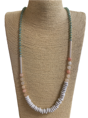 NJ70628-1 CRYSTAL /WOODEN LONG NECKLACE