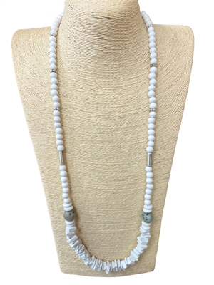 NJ70633 NATURAL STONE & WOOD BEADED LONG NECKLACE