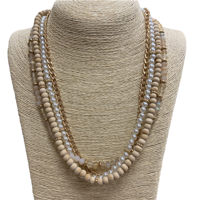 NJ70649 NATURAL STONE & PEARL NECKLACE