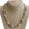 NJ70824  ''18''  TWO TONE CHAIN WITH PEARL SHORT NECKLACE