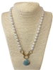 NJ70834  PEARL WITH NATURAL STONE SHORT NECKLACE