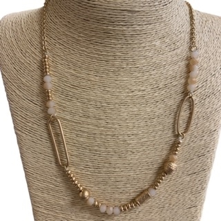 NJ70837  CHAIN WITH  CRYSTAL BEADS SHORT  NECKLACE