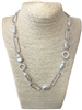 NJ70845  ''18'' GEOMETRIC  CHAIN WITH PEARL SHORT NECKLACE