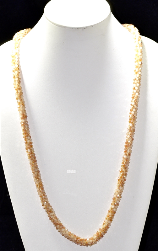 NK0013 KNITTED SMALL CRYSTAL BEADS LONG NECKLACE