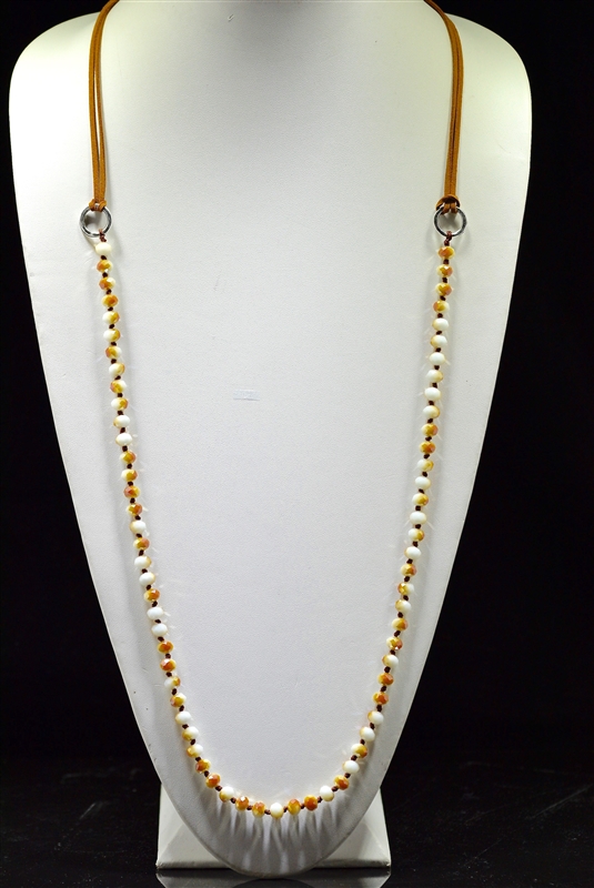NK008 Crystal bead & suede necklace