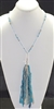 NK0202 BEADED TURQUOISE FABRIC TASSEL NECKLACE