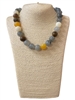 NLN7918G  GRAY MULTI ACRYLIC BALL NECKLACE