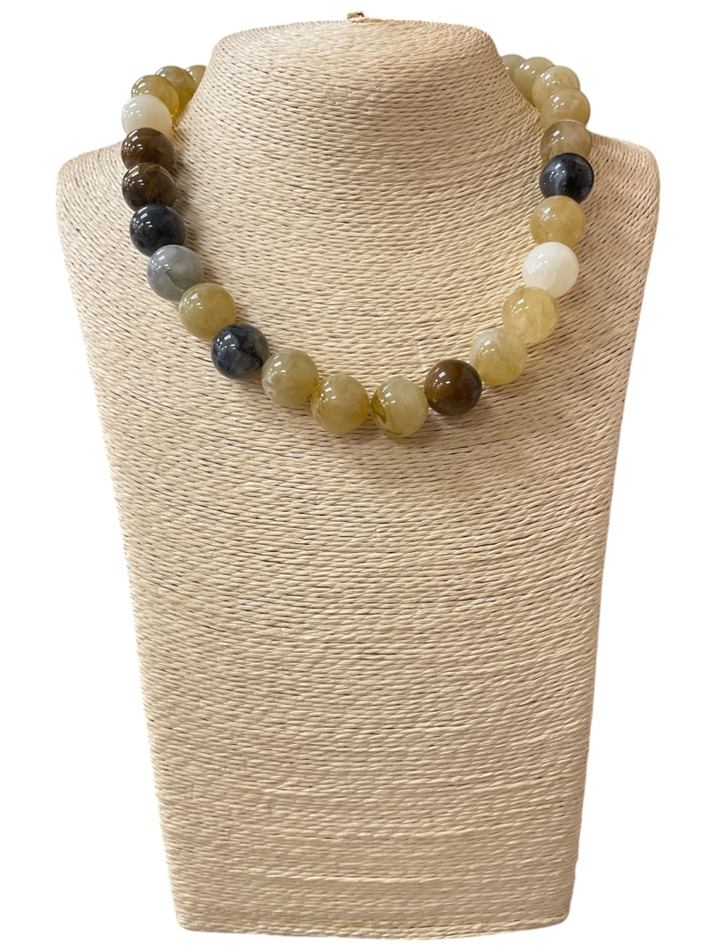 NLN7918N  NATURAL MULTI ACRYLIC BALL NECKLACE