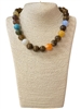 NLN7919BR  12MM BROWN MULTI COLOR  ACRYLIC BALL NECKLACE