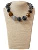 NLN7982BR BROWN MULTI ACRYLIC SHORT NECKLACE