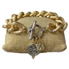 NNB4896 CHUNKY CHAIN COIN CHARM BRACELET