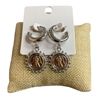 NNE4835  HOOP COIN TWO TONE EARRINGS