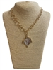 NNN8043  TWO TONE  COIN SHORT NECKLACE