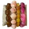 NOB4874 ACRYLIC MULTI BEADED 4 PIECE BRACELET SET
