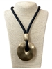 NP0091  HAMMERED CIRCLE  SILICONE CORD SHORT NECKLACE