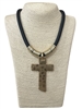 NP0116  HAMMERED HEART SILICONE CORD SHORT NECKLACE