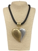 NP0196 HAMMERED MATTE TWO TONE HEART SHORT NECKLACE