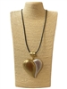NP0196 TWO TONE HEART  LONG NECKLACE