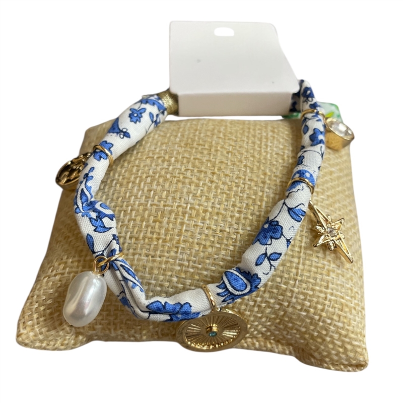 NUB4811  EVIL EYE  CHARMS FABRIC BRACELET
