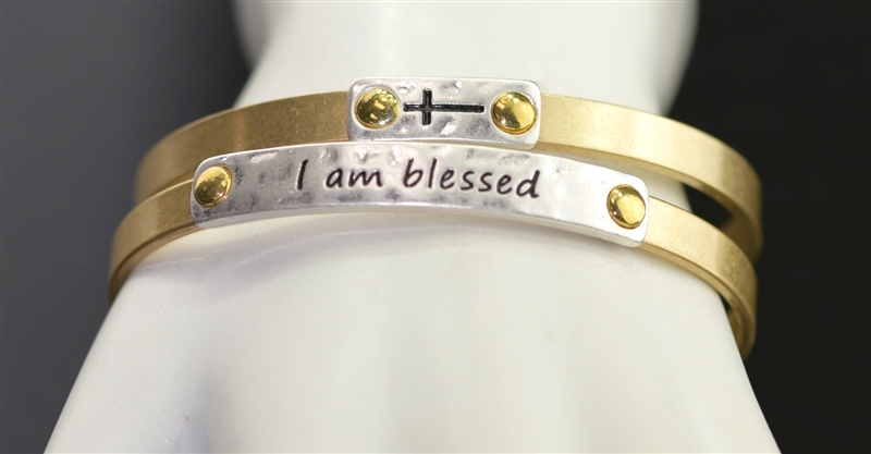 OB07545 HAMMERED INSPIRATIONAL CUFF BANGLES