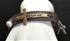 OB077394 HAMMERED CROSS LEATHER BRACELET