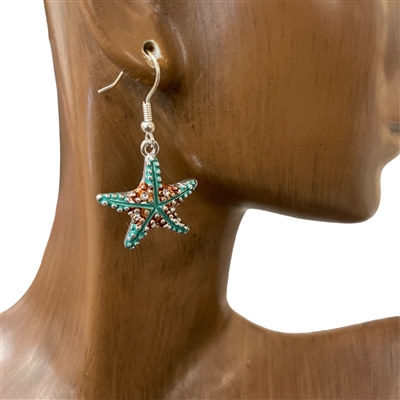 AE3168  AQUA STARFISH EARRINGS