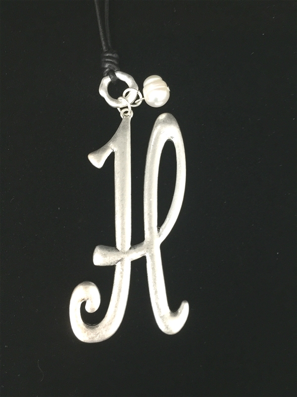 ON1210 H MONOGRAM LEATHER NECKLACE