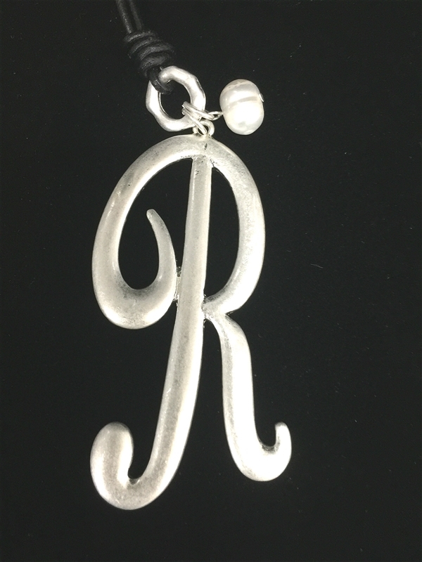 ON1210 R MONOGRAM LEATHER NECKLACE