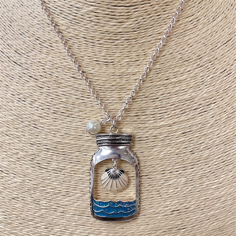 ON1659  30'' SHELL IN A BOTTLE NECKLACE