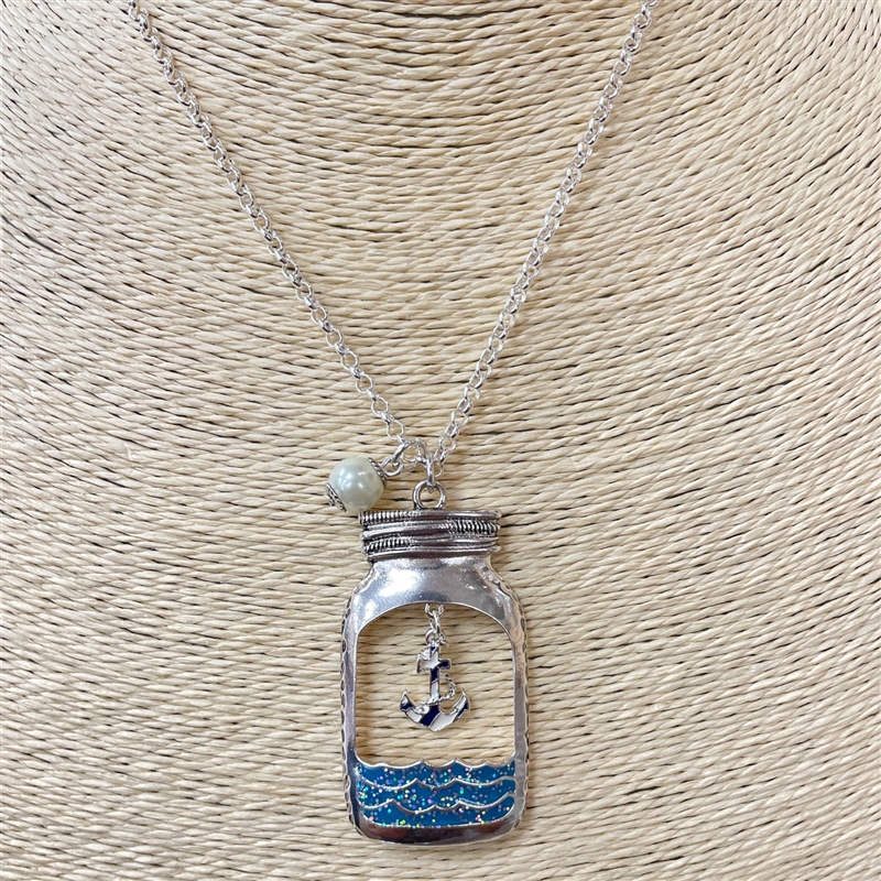 ON1659  30'' ANCHOR IN A BOTTLE NECKLACE
