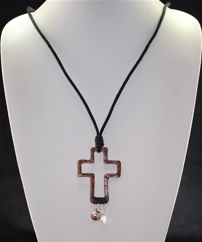 ON19023T Antique Psalm Cross Necklace