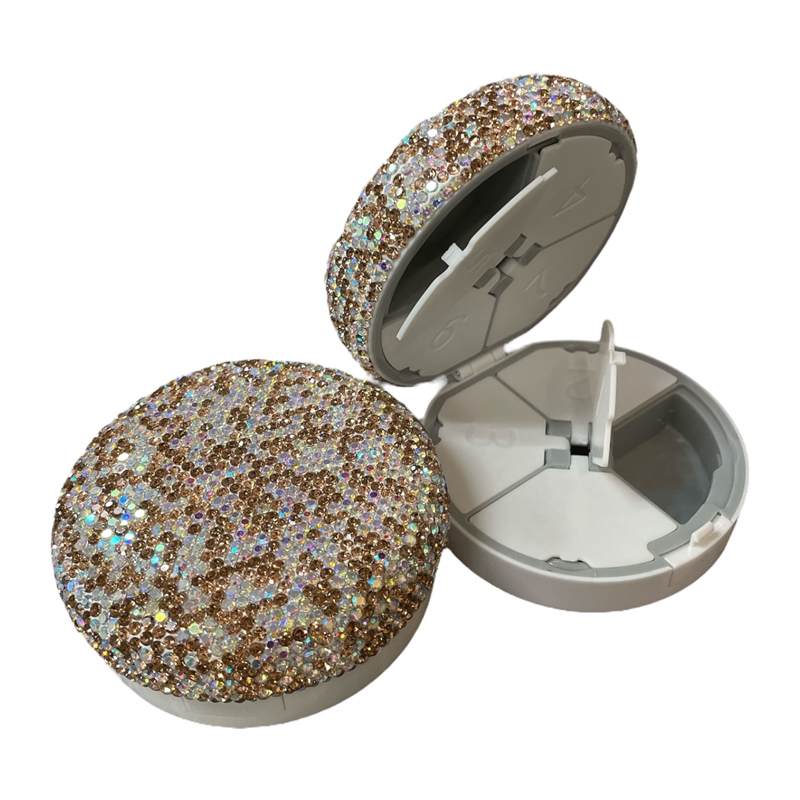 P105BW  BROWN  RHINESTONE  PILL CASE