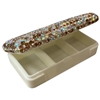 P106BR  SMALL BROWN RHINESTONE 3 COMPARTMENT PILL CASE